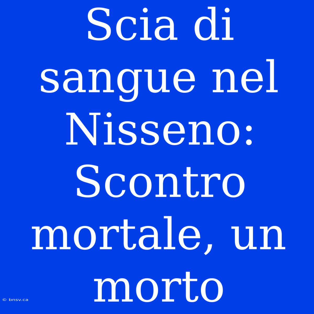 Scia Di Sangue Nel Nisseno: Scontro Mortale, Un Morto