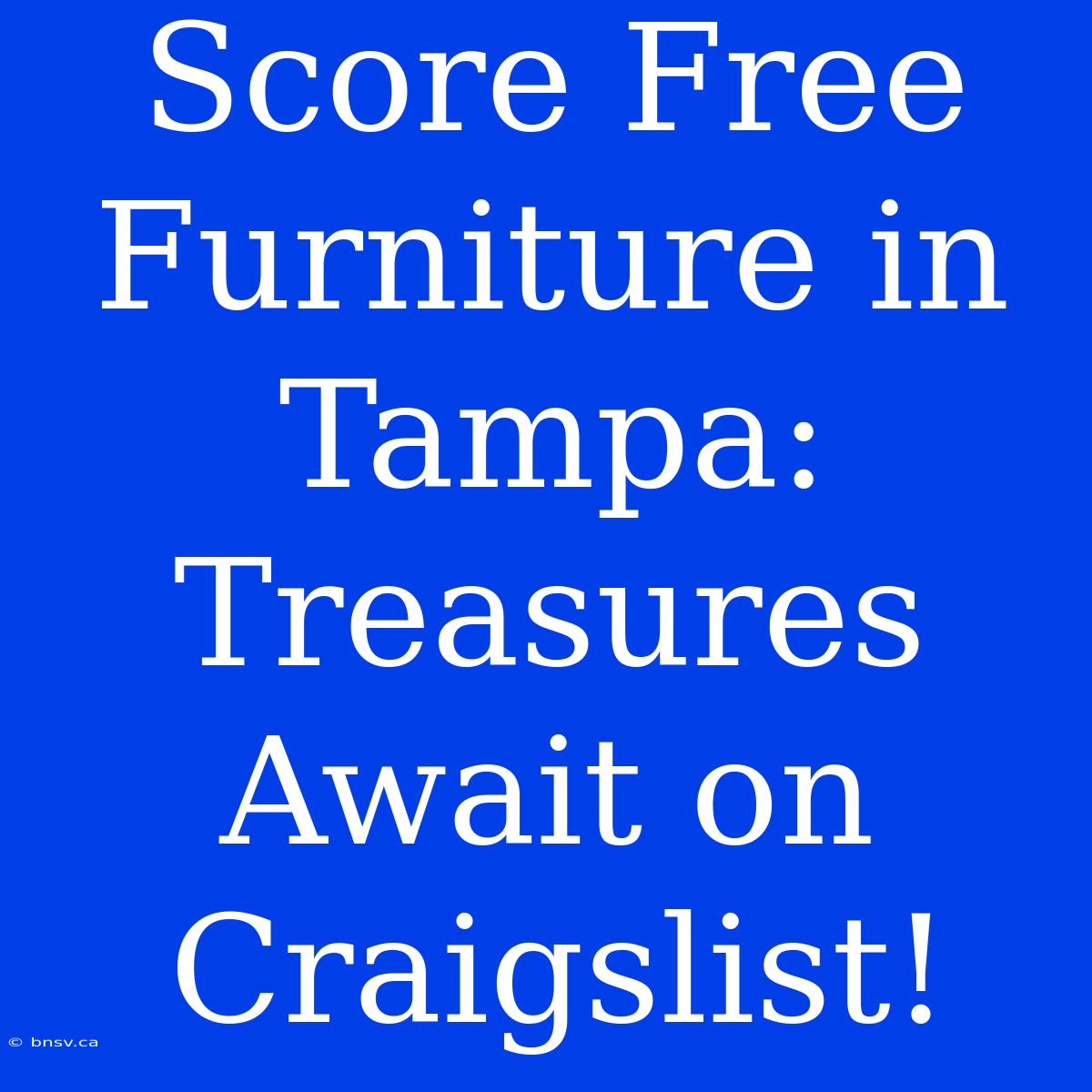 Score Free Furniture In Tampa: Treasures Await On Craigslist!