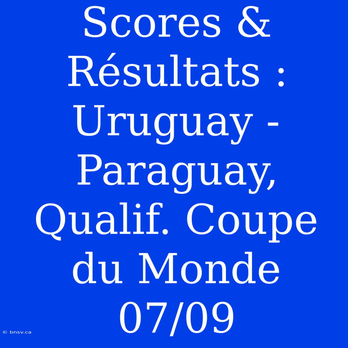 Scores & Résultats : Uruguay - Paraguay, Qualif. Coupe Du Monde 07/09