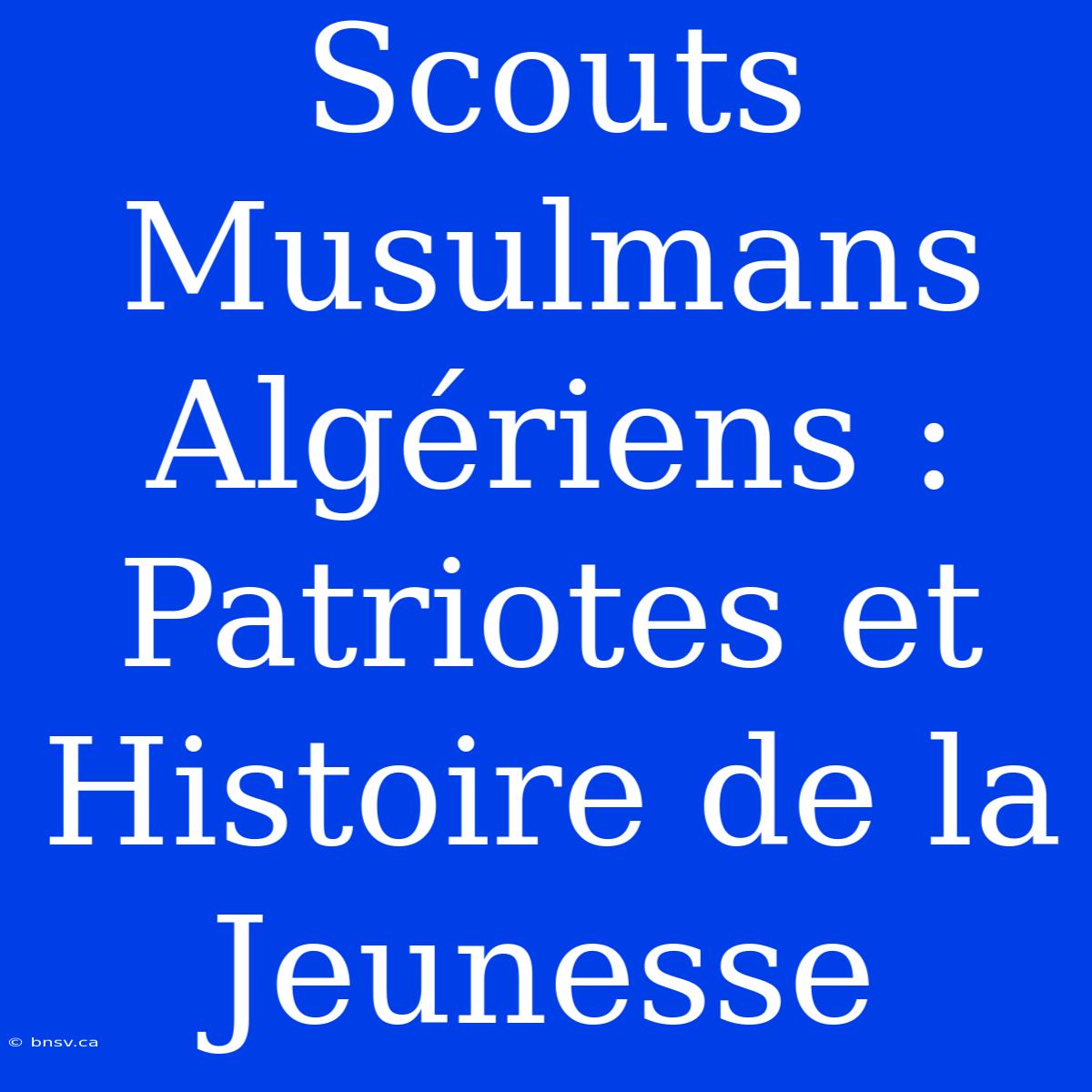 Scouts Musulmans Algériens : Patriotes Et Histoire De La Jeunesse