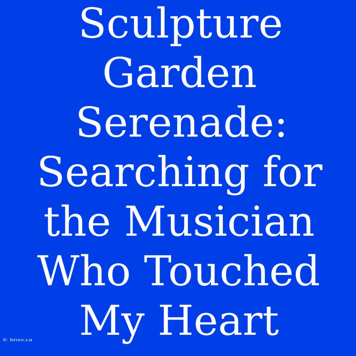 Sculpture Garden Serenade: Searching For The Musician Who Touched My Heart