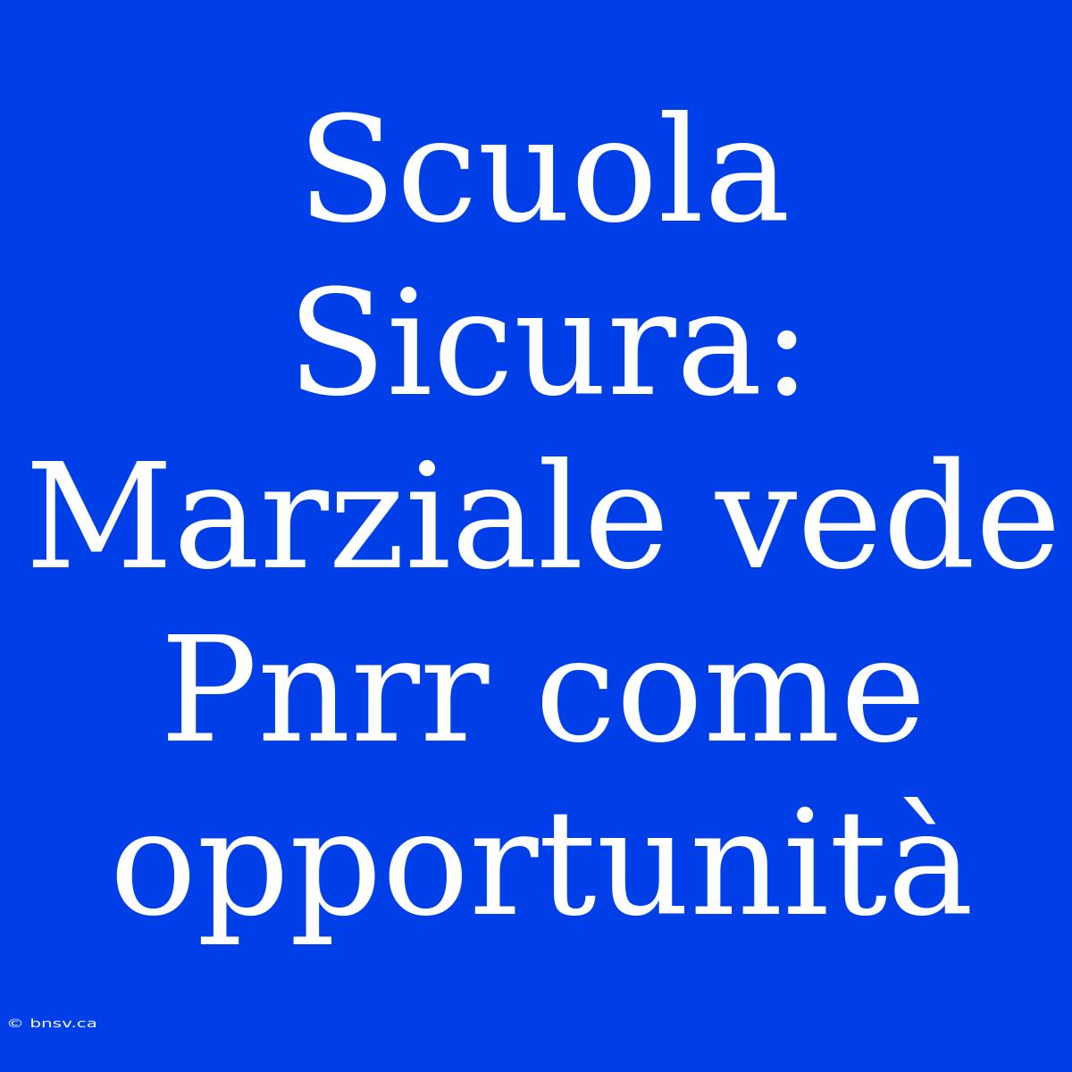 Scuola Sicura: Marziale Vede Pnrr Come Opportunità