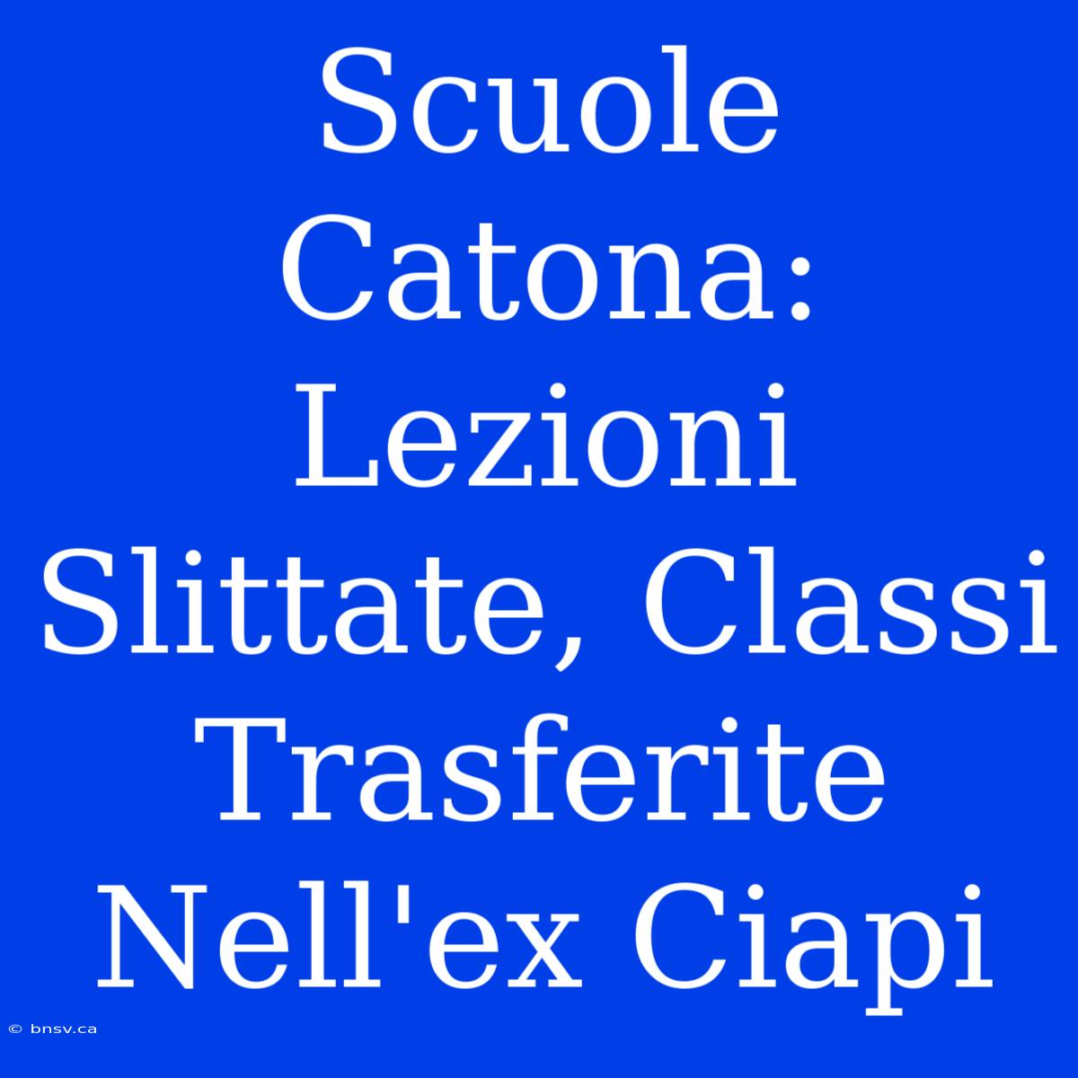 Scuole Catona: Lezioni Slittate, Classi Trasferite Nell'ex Ciapi