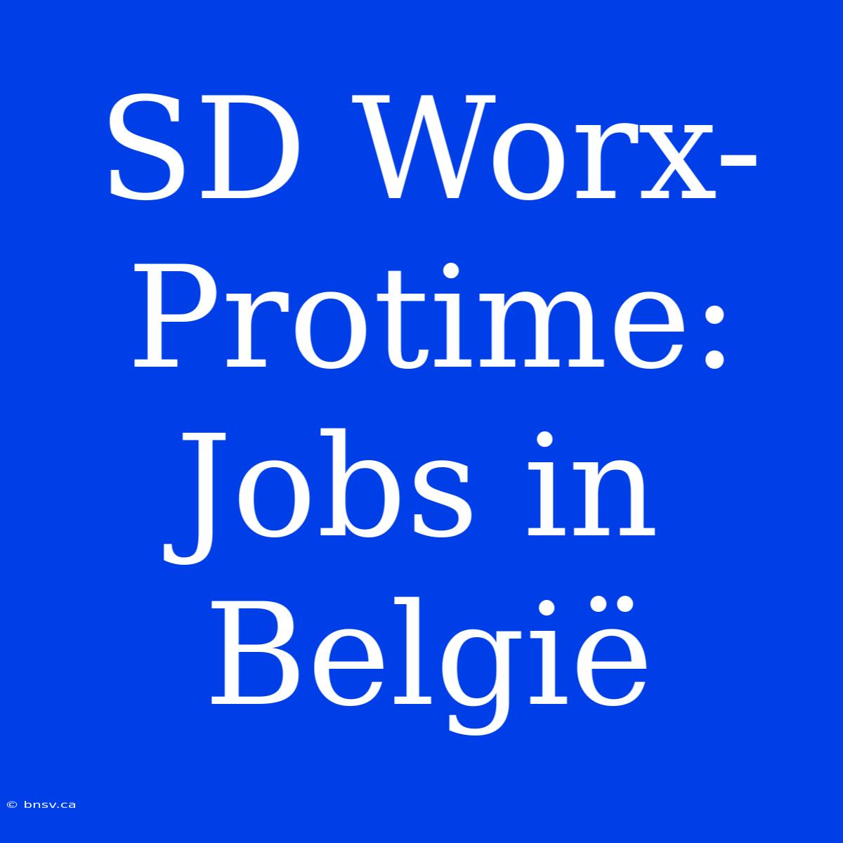 SD Worx-Protime: Jobs In België