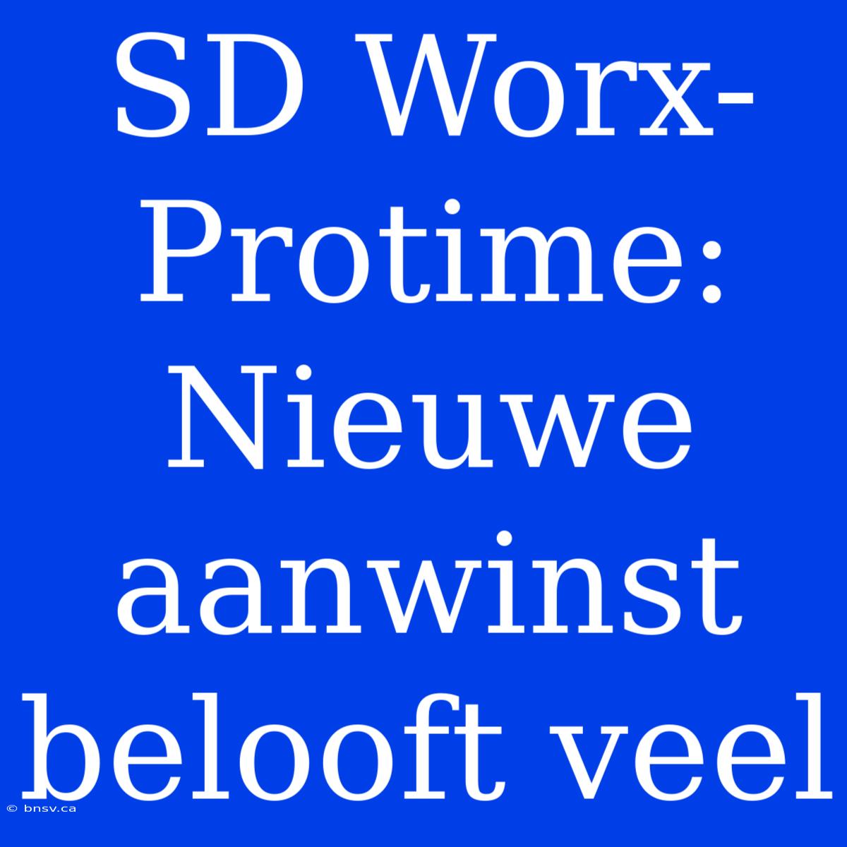 SD Worx-Protime: Nieuwe Aanwinst Belooft Veel