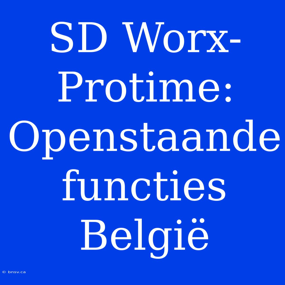 SD Worx-Protime: Openstaande Functies België