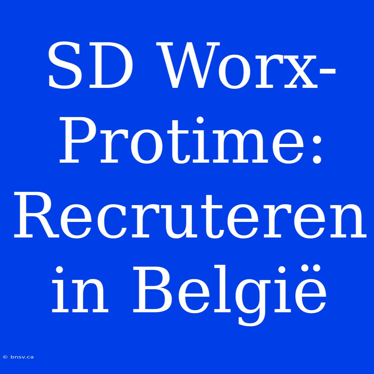 SD Worx-Protime: Recruteren In België