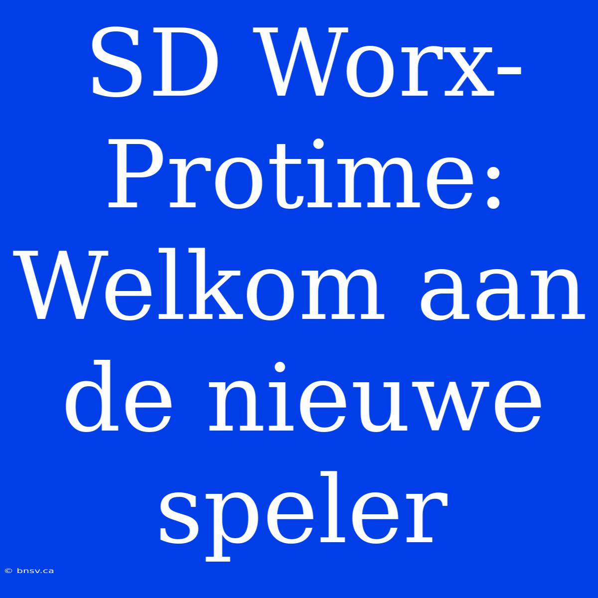 SD Worx-Protime: Welkom Aan De Nieuwe Speler