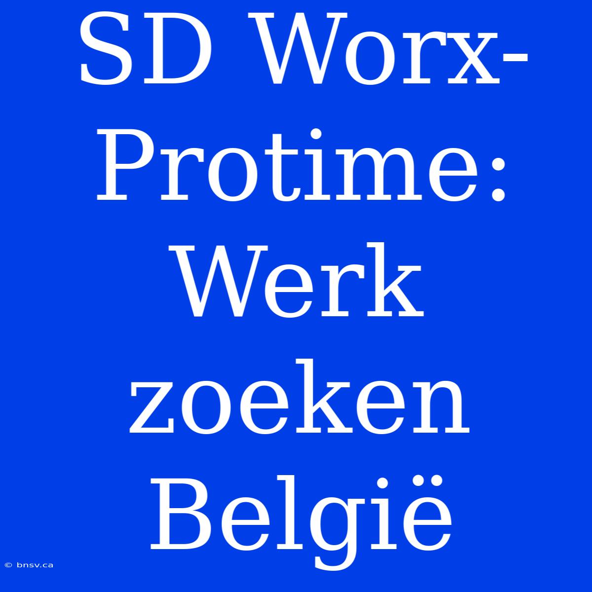 SD Worx-Protime: Werk Zoeken België