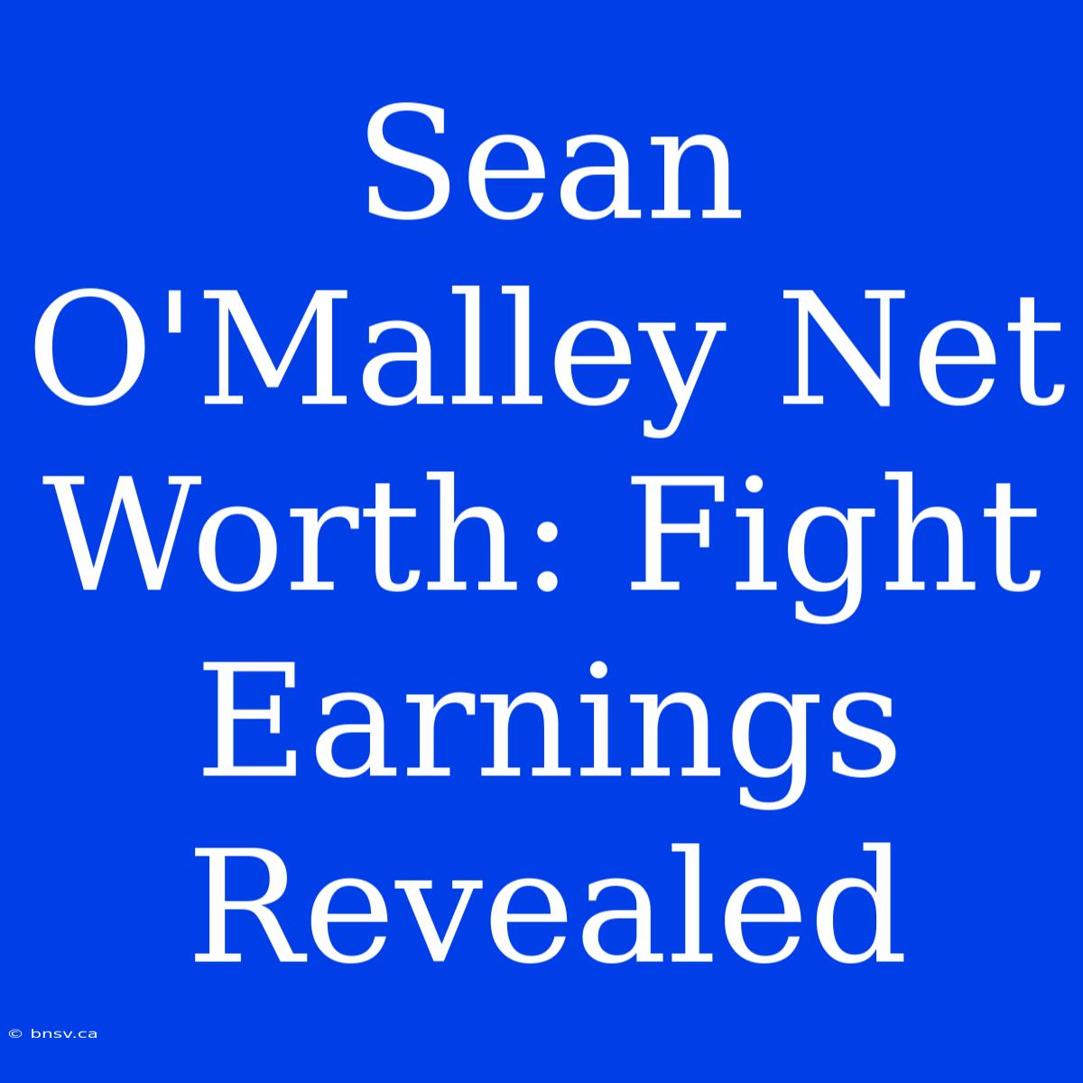 Sean O'Malley Net Worth: Fight Earnings Revealed