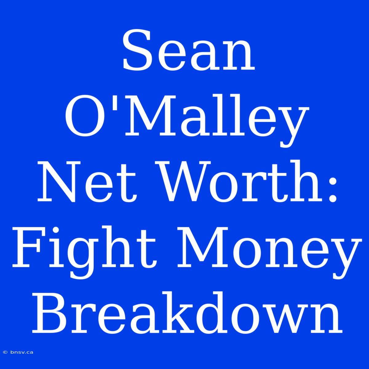 Sean O'Malley Net Worth: Fight Money Breakdown