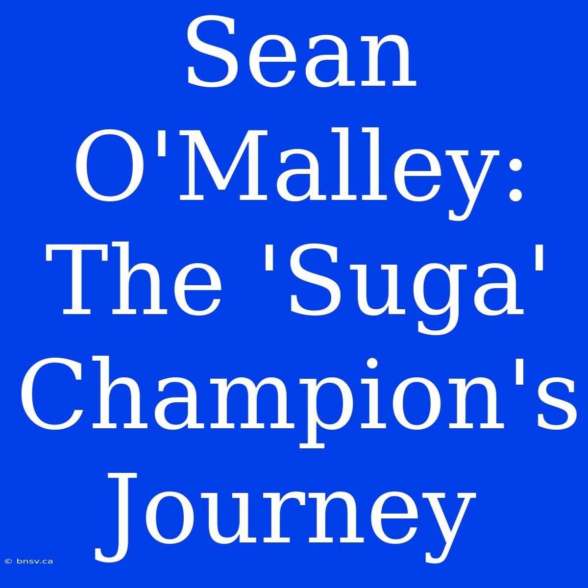 Sean O'Malley: The 'Suga' Champion's Journey