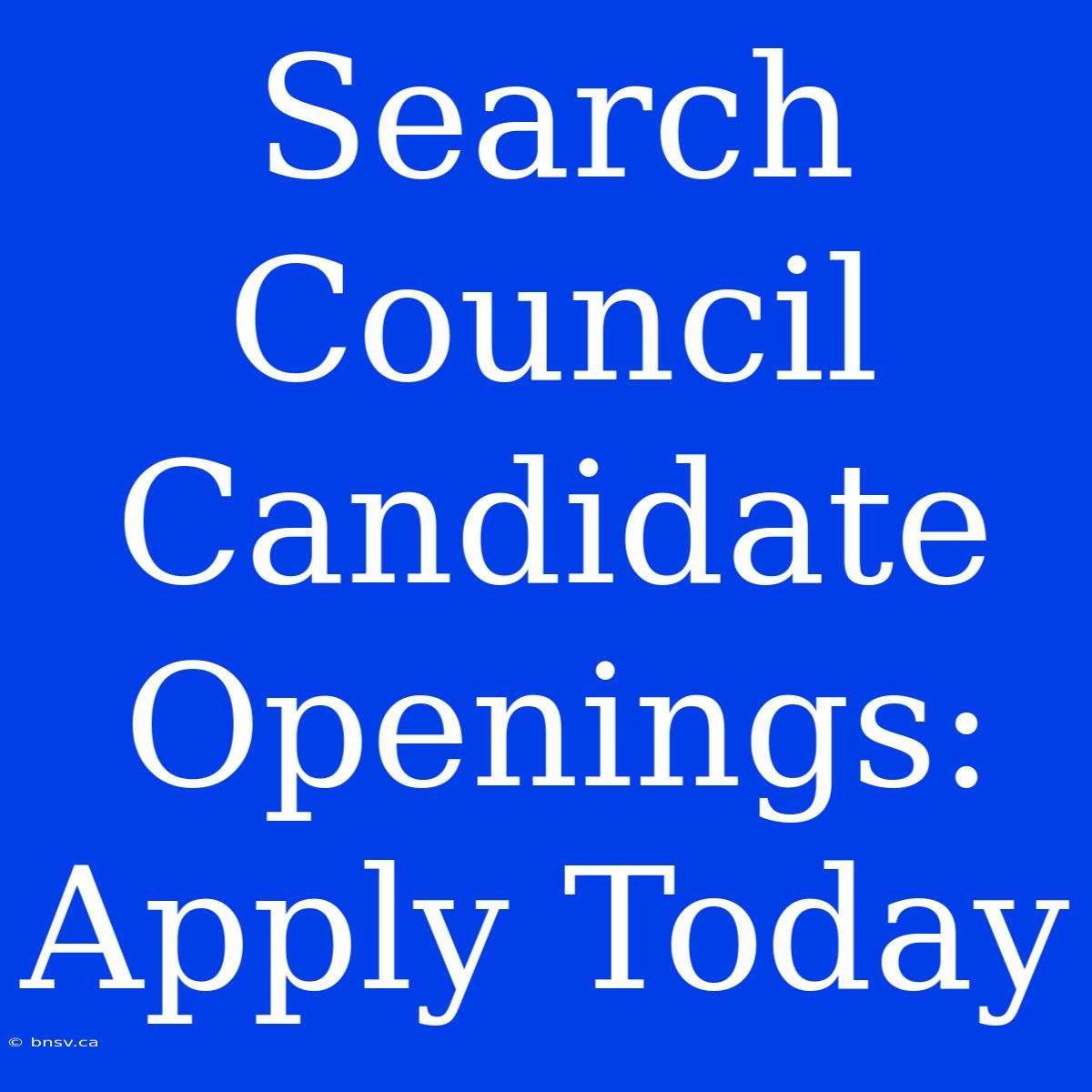 Search Council Candidate Openings: Apply Today