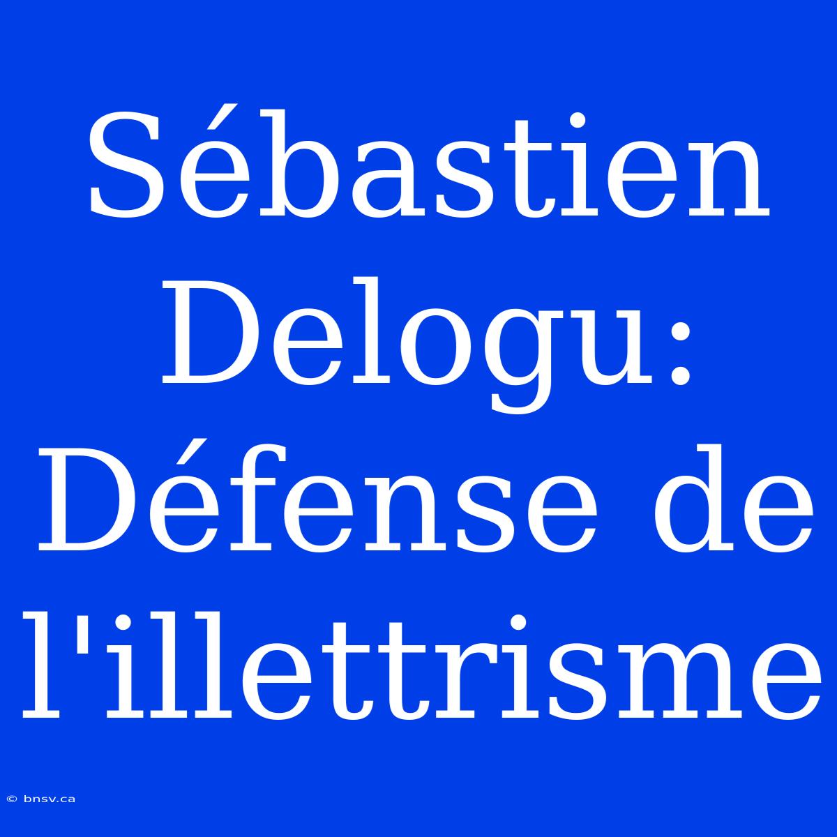 Sébastien Delogu: Défense De L'illettrisme