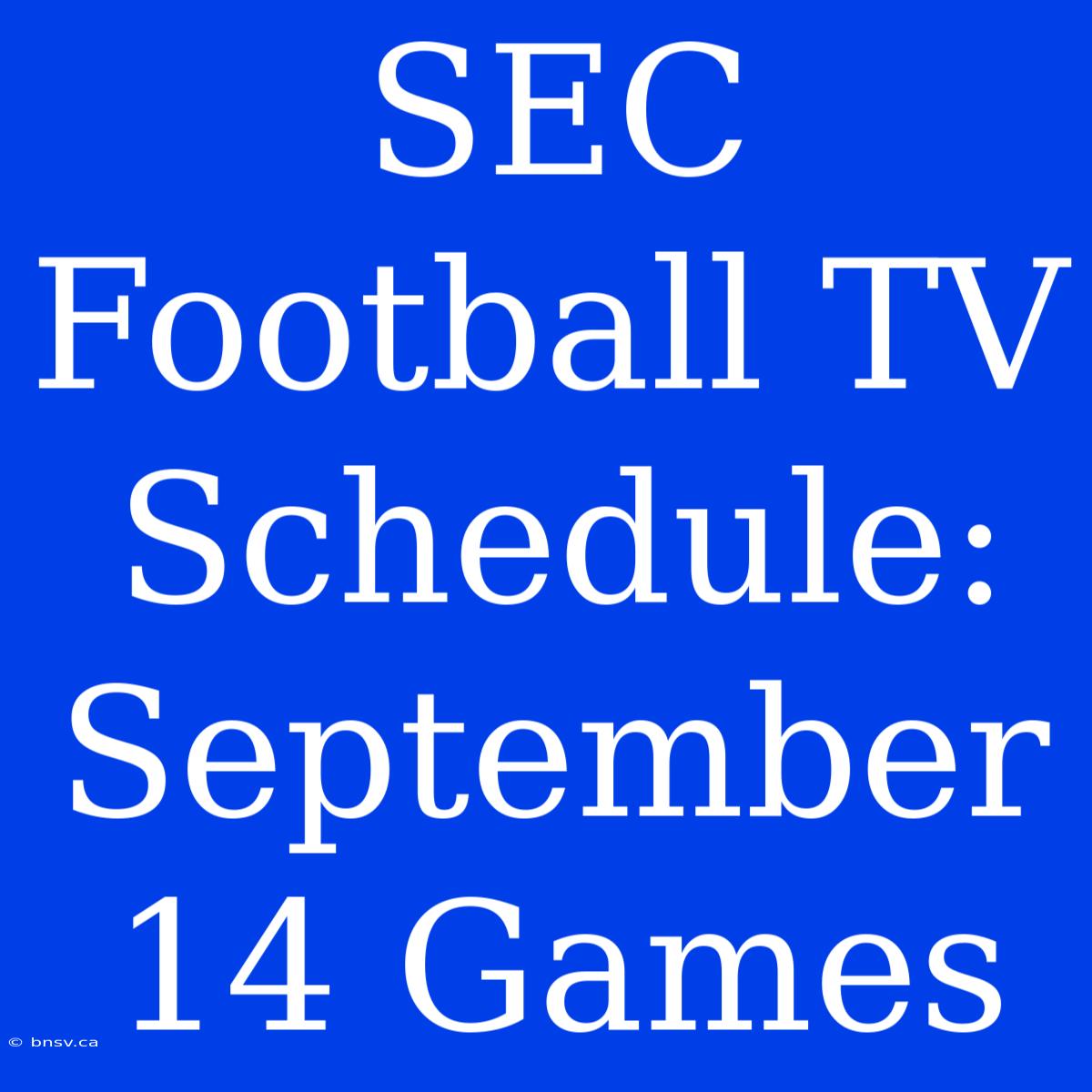 SEC Football TV Schedule: September 14 Games