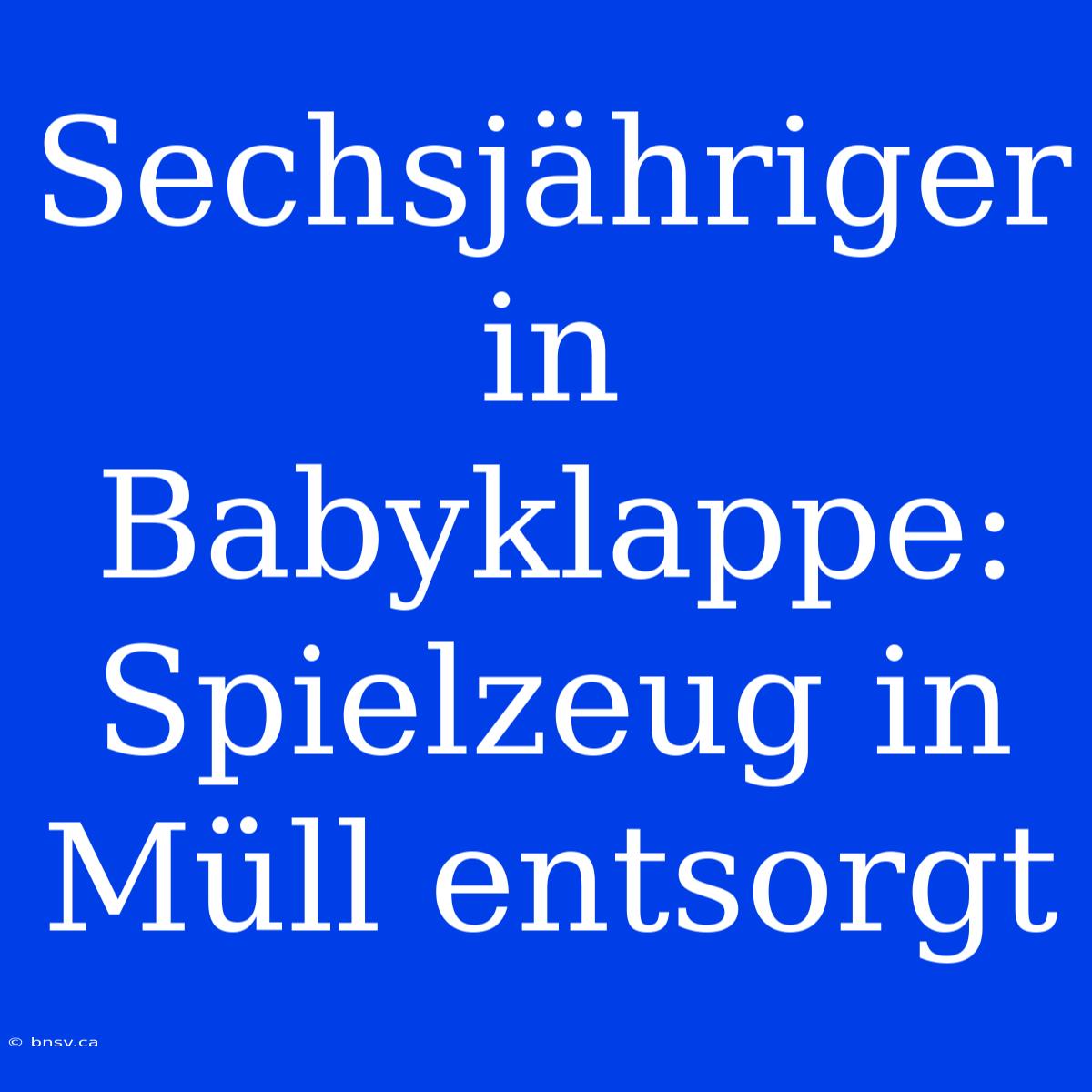 Sechsjähriger In Babyklappe: Spielzeug In Müll Entsorgt