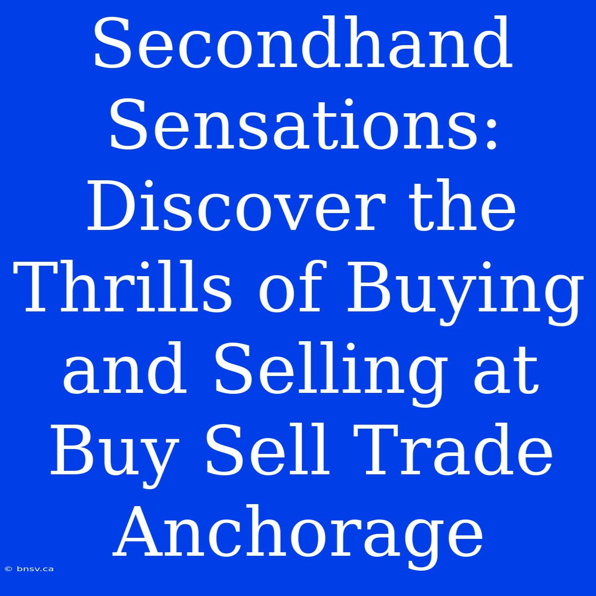 Secondhand Sensations: Discover The Thrills Of Buying And Selling At Buy Sell Trade Anchorage