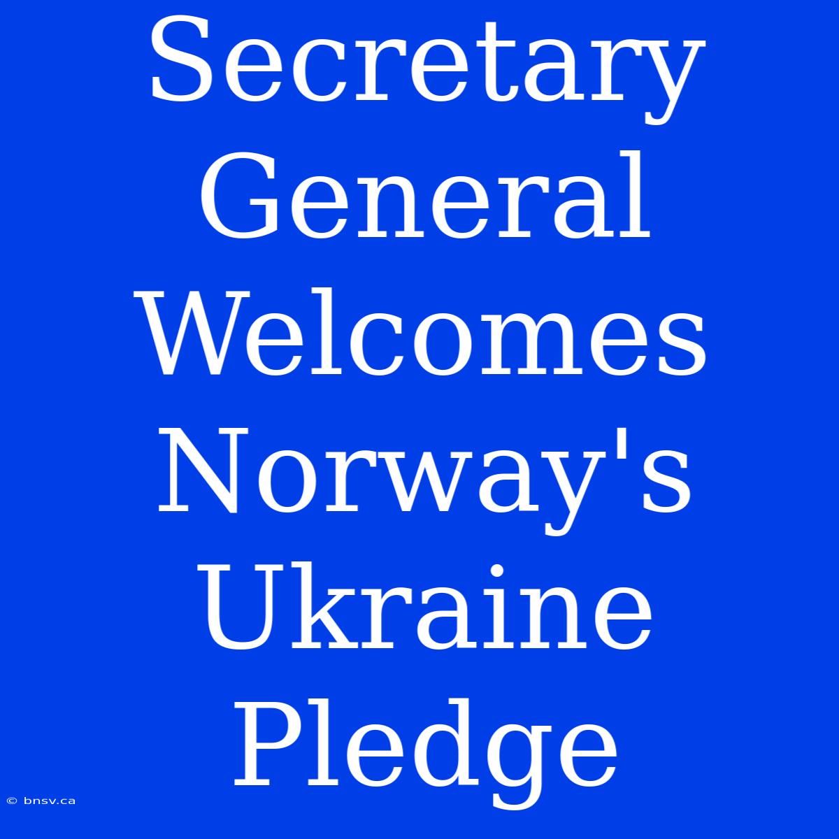 Secretary General Welcomes Norway's Ukraine Pledge