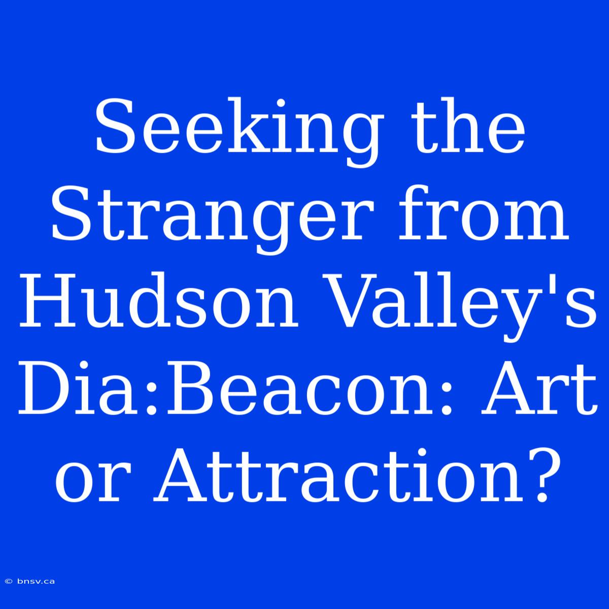 Seeking The Stranger From Hudson Valley's Dia:Beacon: Art Or Attraction?