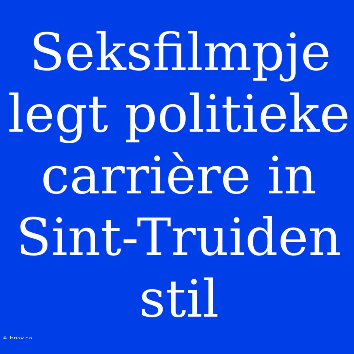 Seksfilmpje Legt Politieke Carrière In Sint-Truiden Stil