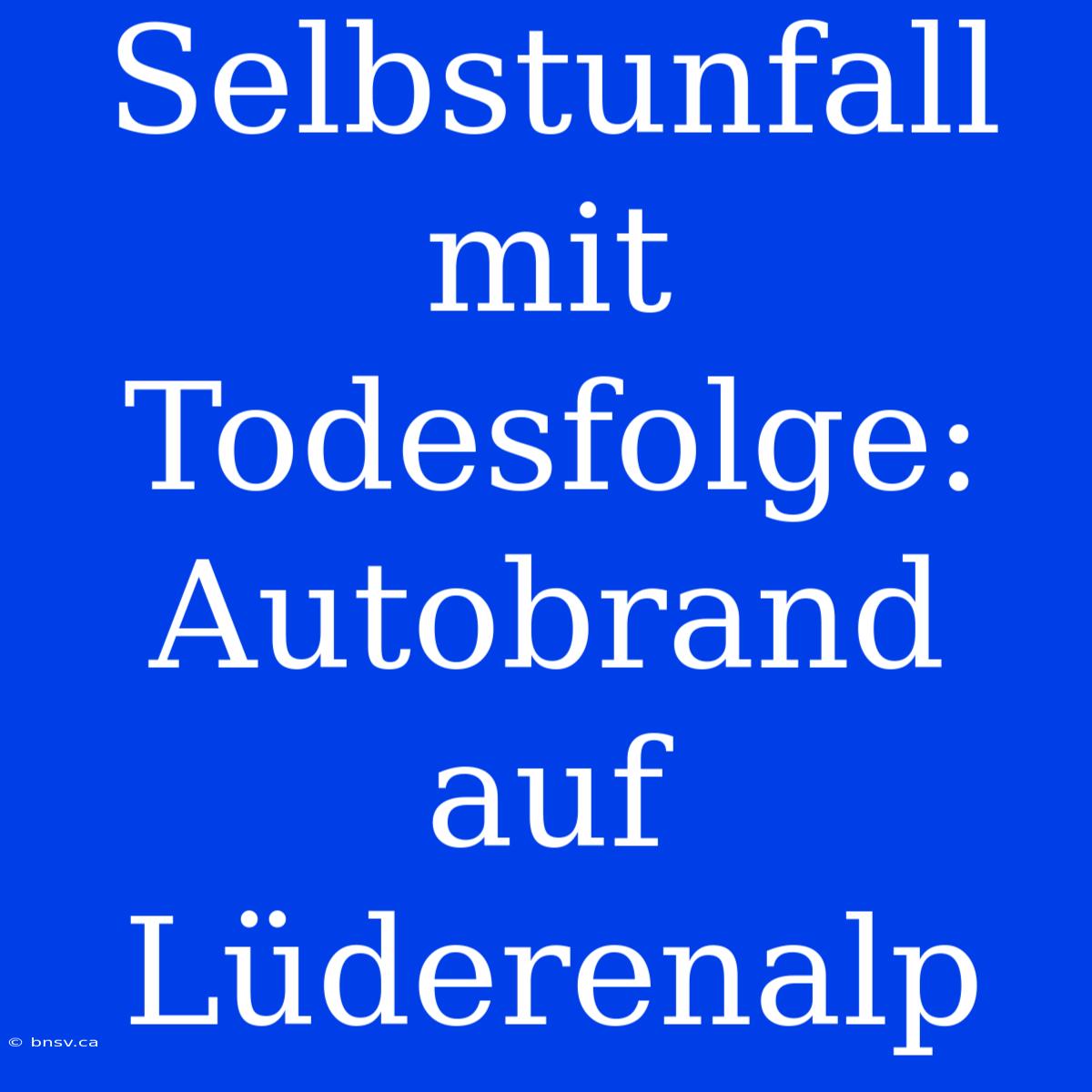 Selbstunfall Mit Todesfolge: Autobrand Auf Lüderenalp