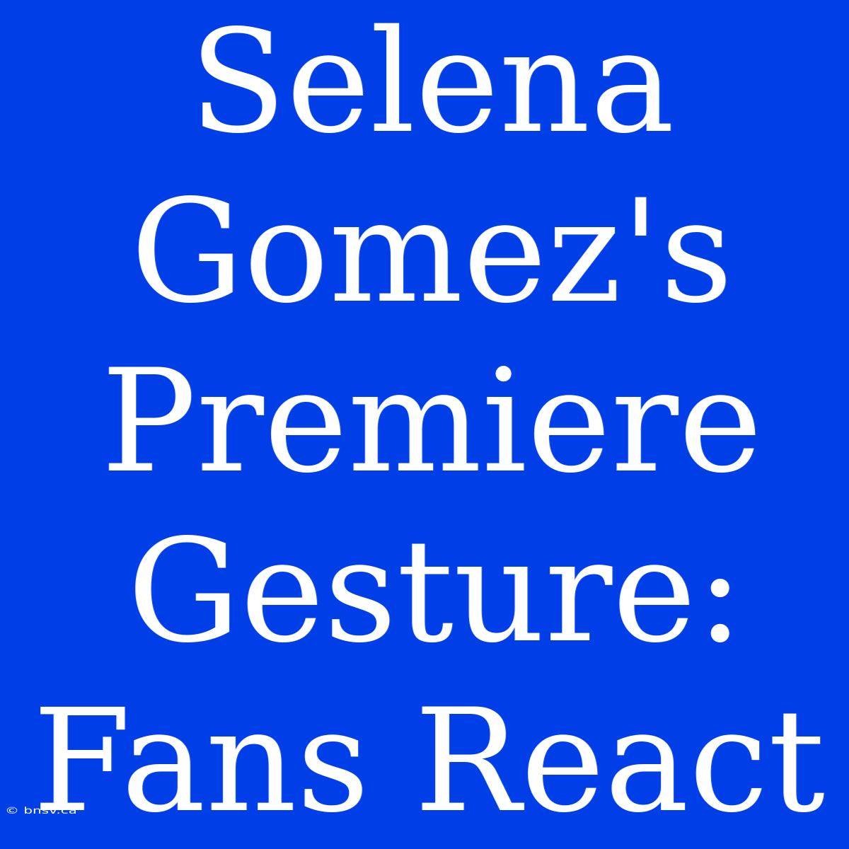 Selena Gomez's Premiere Gesture: Fans React