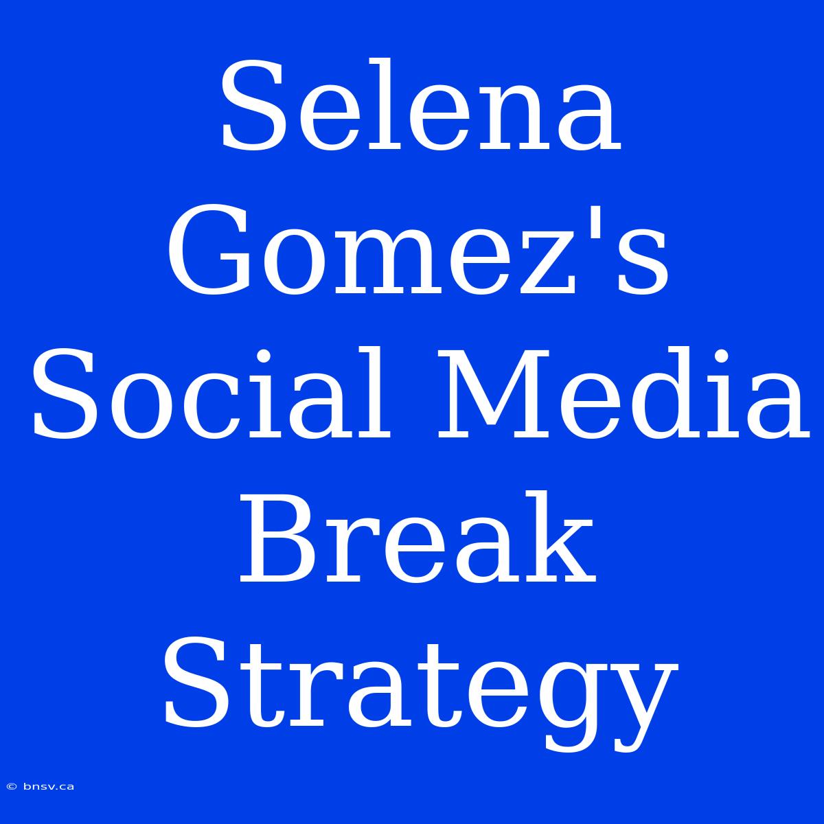 Selena Gomez's Social Media Break Strategy