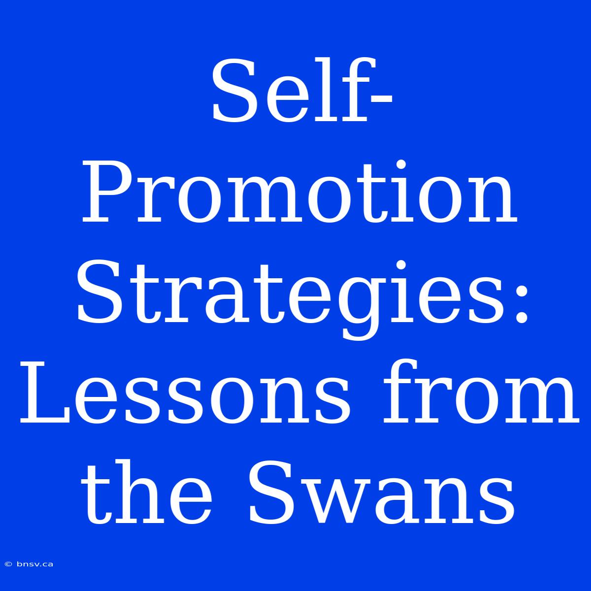 Self-Promotion Strategies: Lessons From The Swans