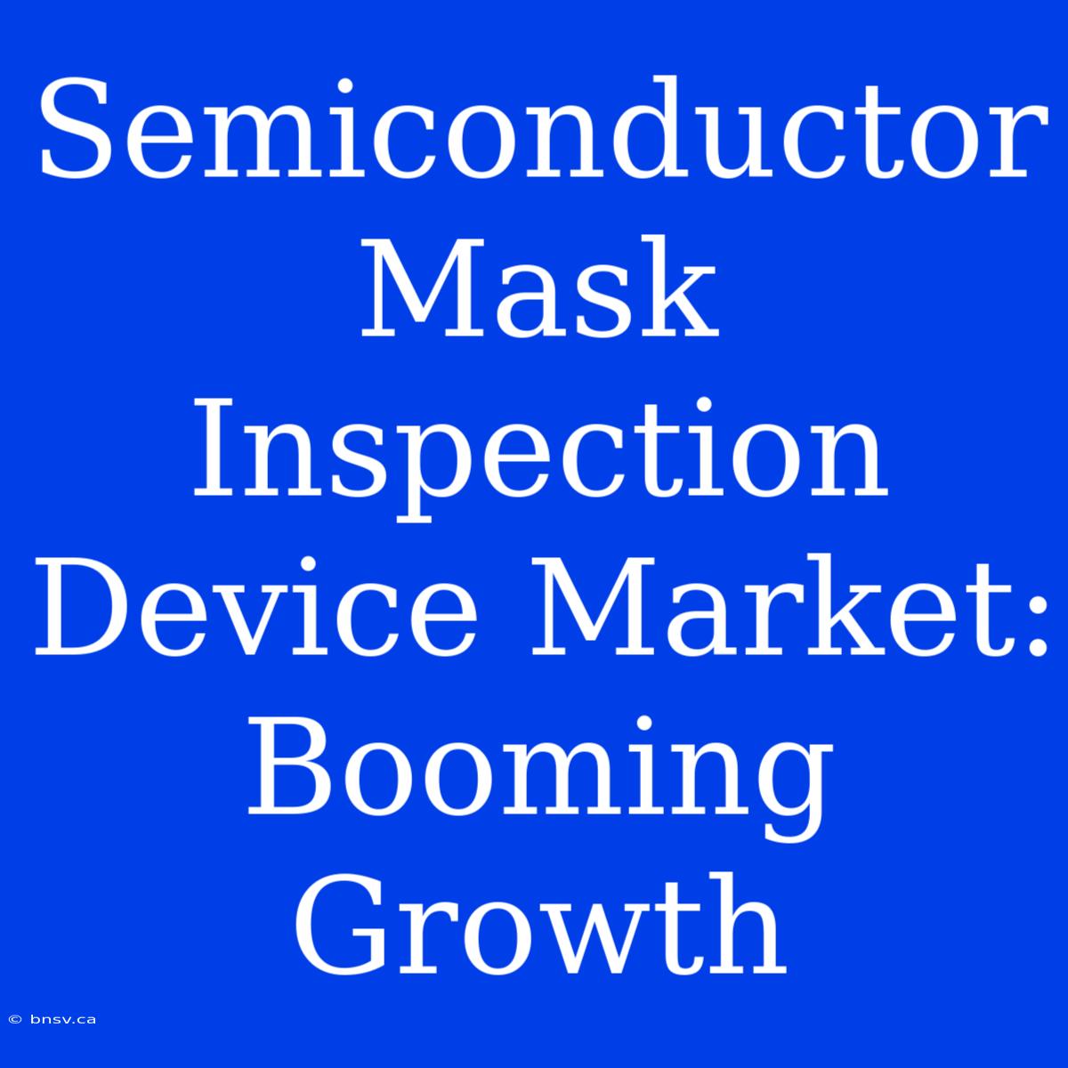 Semiconductor Mask Inspection Device Market: Booming Growth