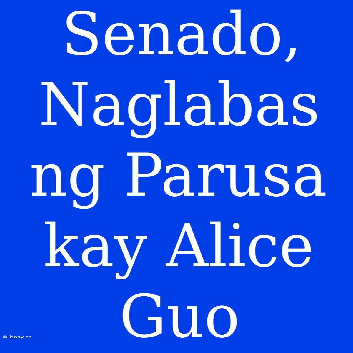 Senado, Naglabas Ng Parusa Kay Alice Guo