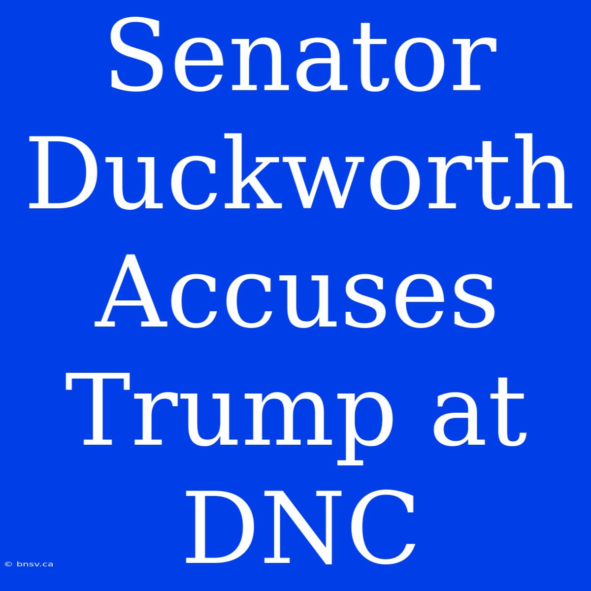 Senator Duckworth Accuses Trump At DNC