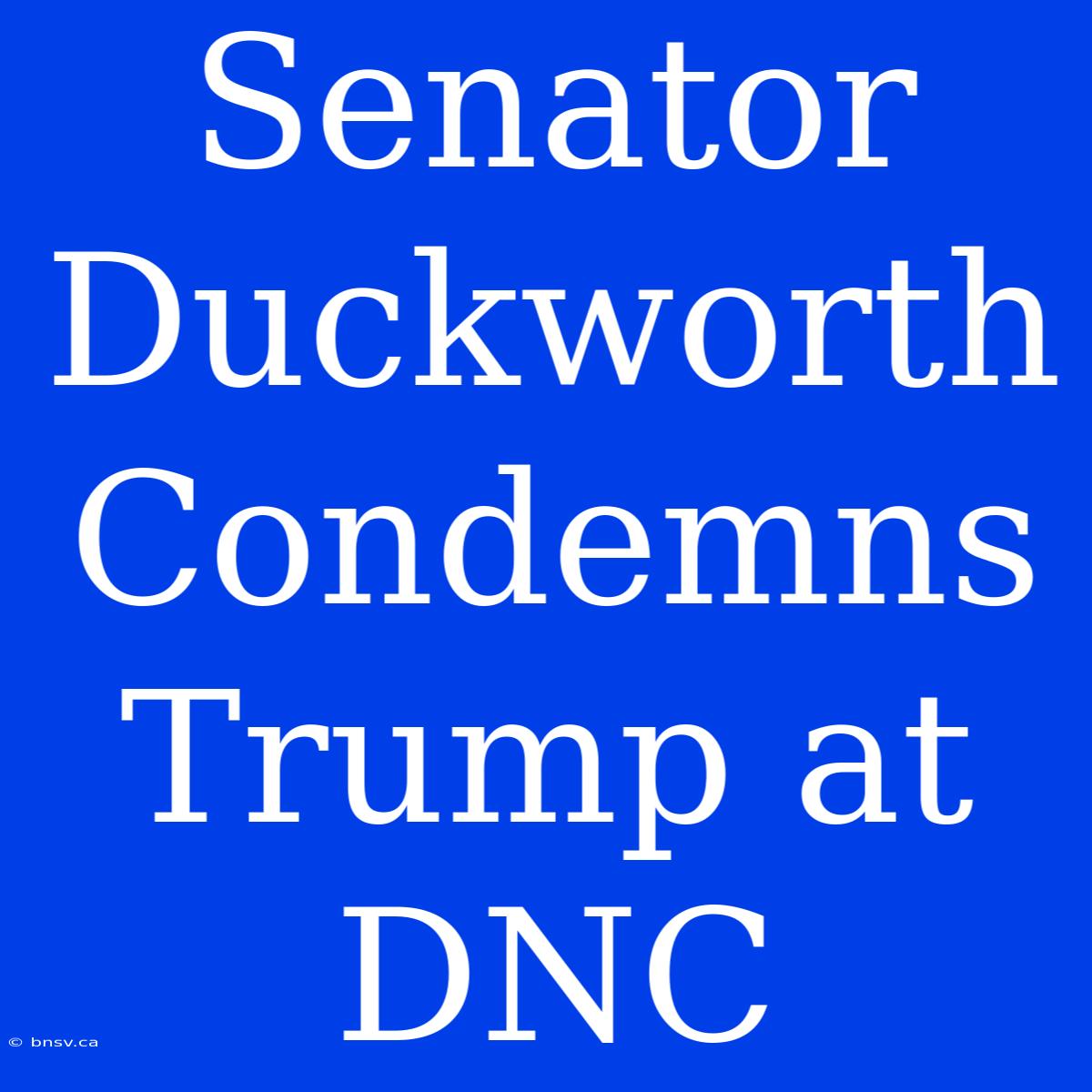 Senator Duckworth Condemns Trump At DNC