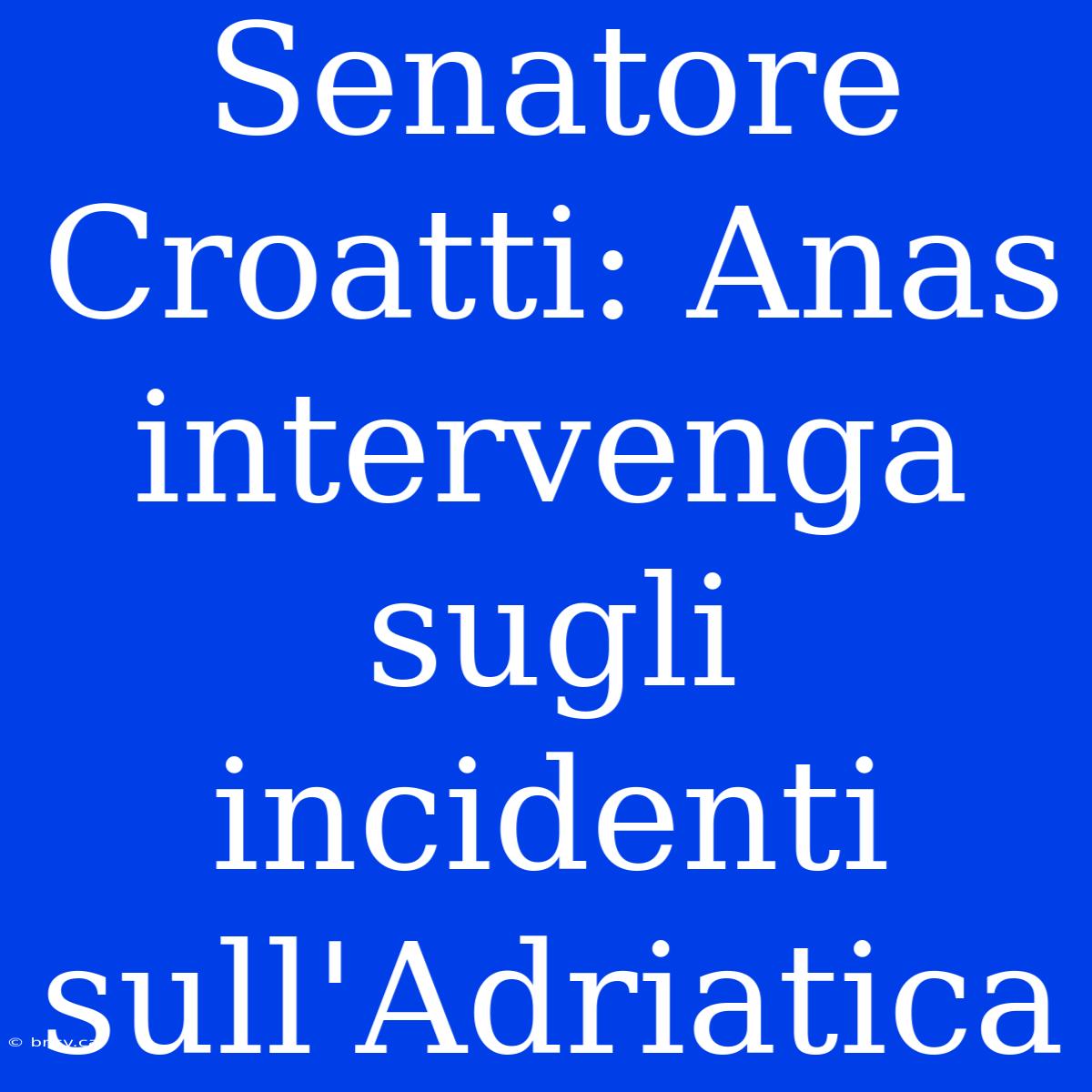 Senatore Croatti: Anas Intervenga Sugli Incidenti Sull'Adriatica