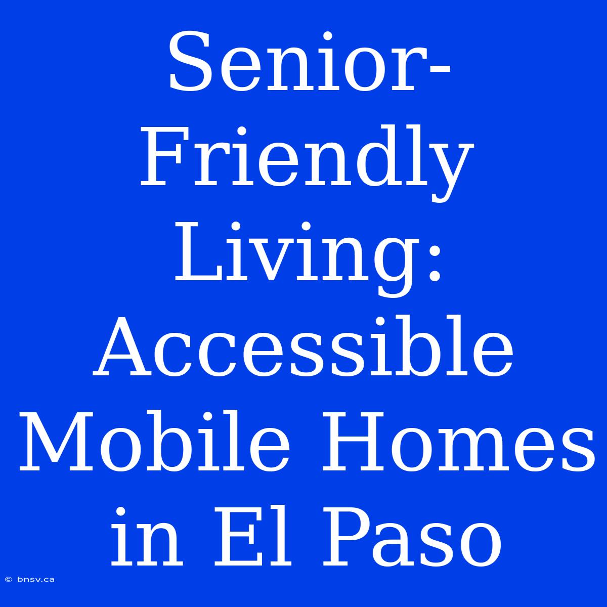 Senior-Friendly Living: Accessible Mobile Homes In El Paso