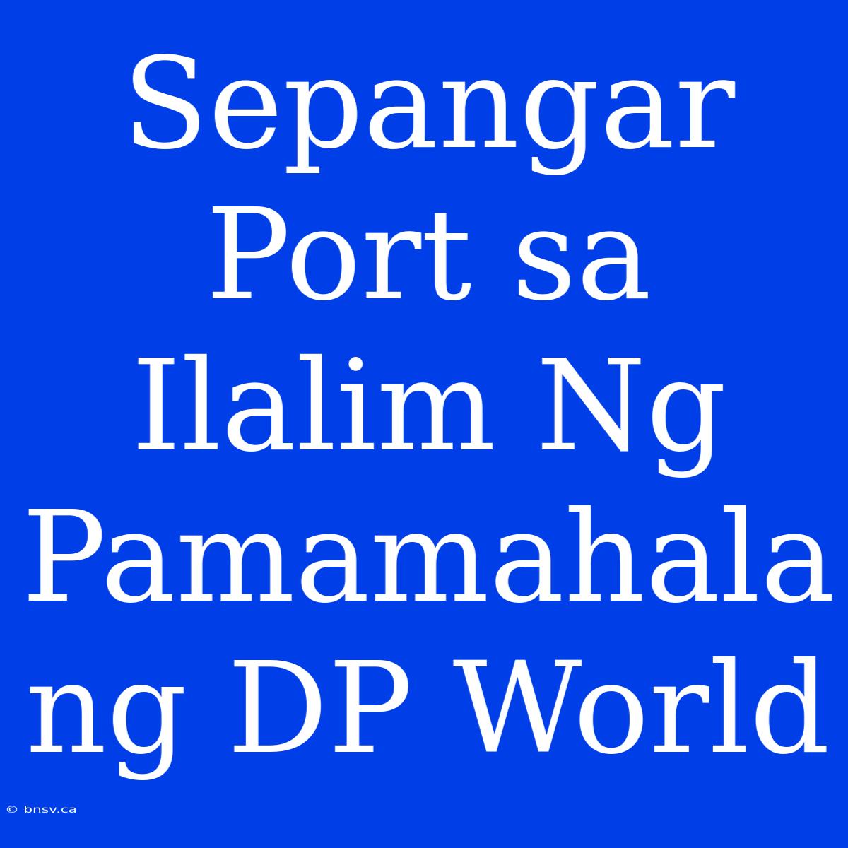 Sepangar Port Sa Ilalim Ng Pamamahala Ng DP World