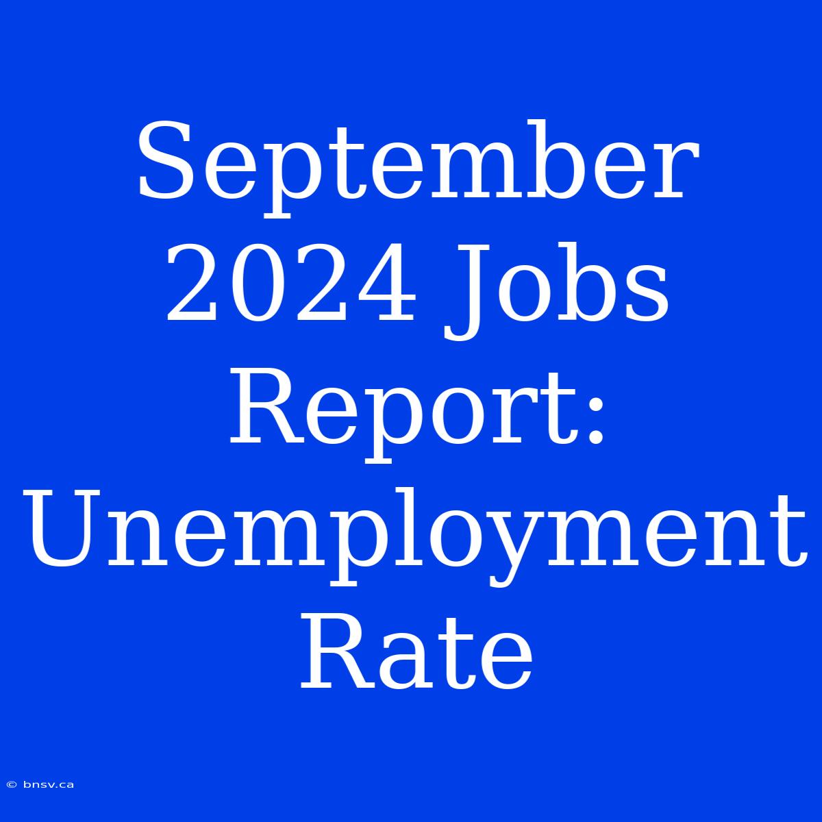 September 2024 Jobs Report: Unemployment Rate