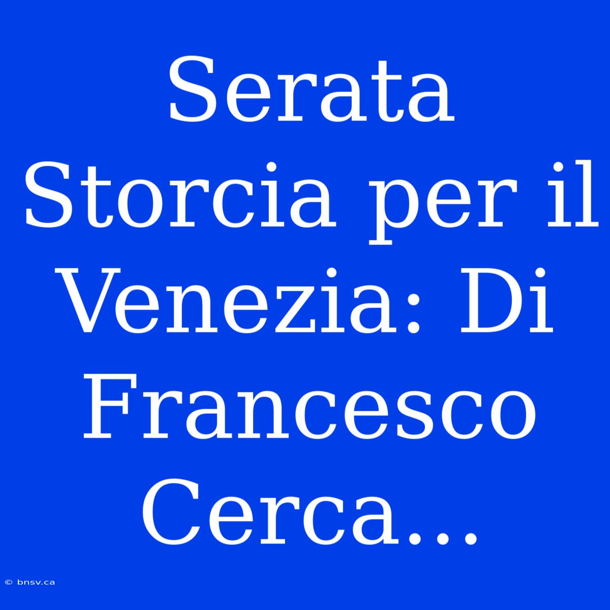 Serata Storcia Per Il Venezia: Di Francesco Cerca...