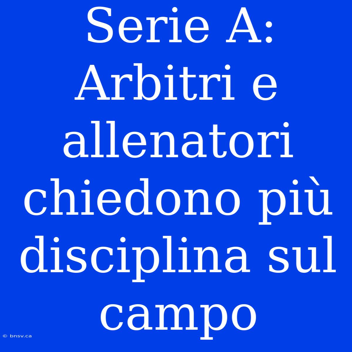 Serie A:  Arbitri E Allenatori Chiedono Più Disciplina Sul Campo