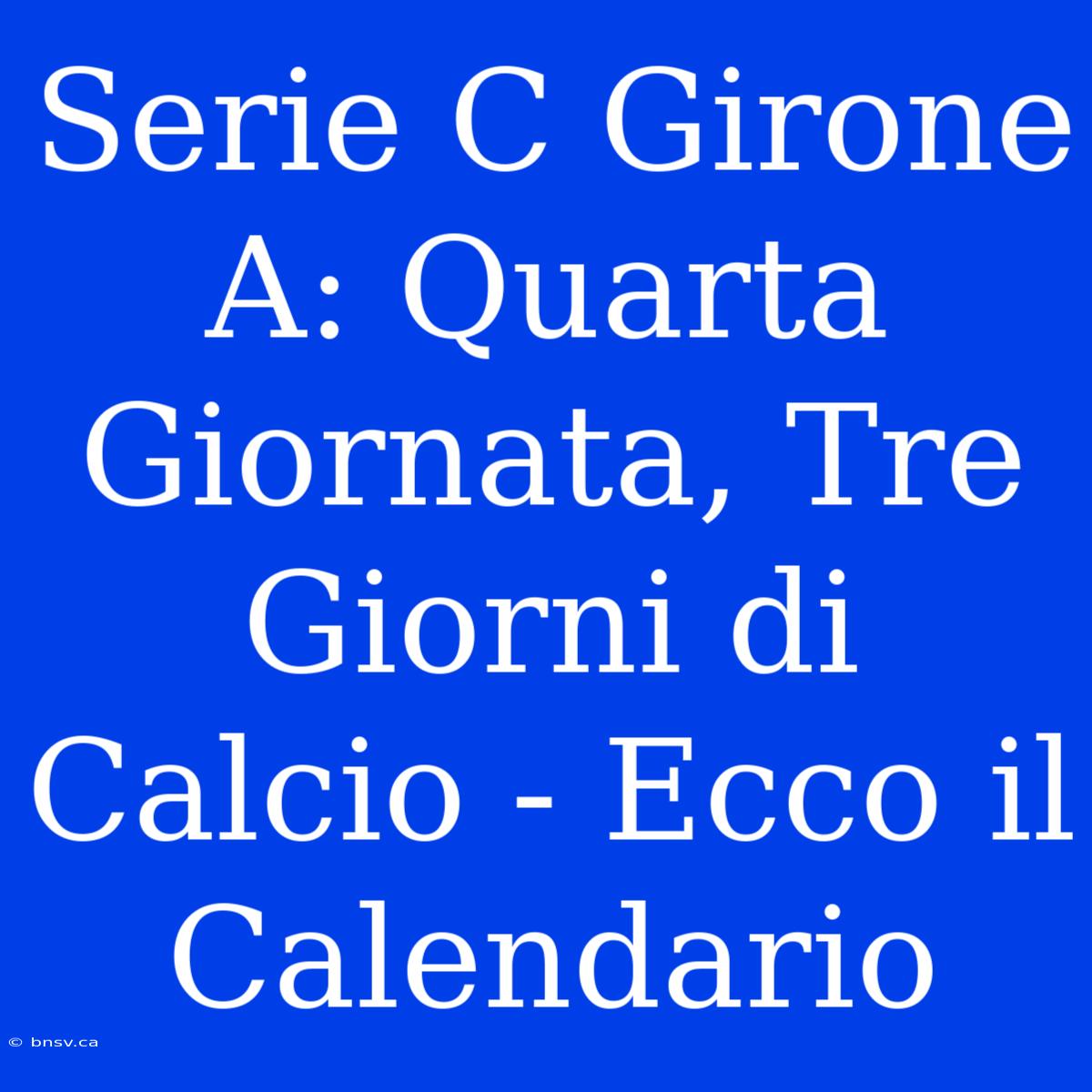 Serie C Girone A: Quarta Giornata, Tre Giorni Di Calcio - Ecco Il Calendario