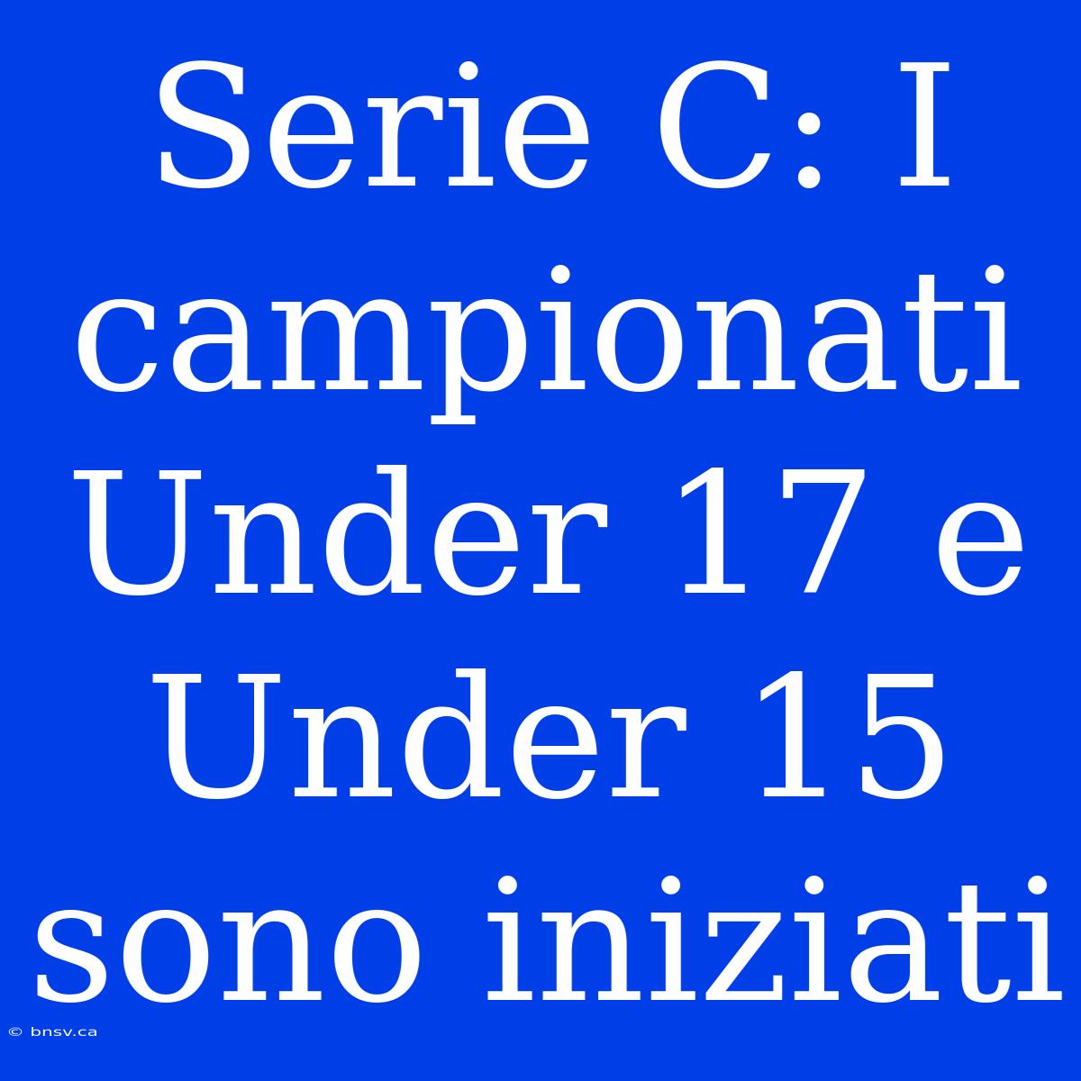 Serie C: I Campionati Under 17 E Under 15 Sono Iniziati