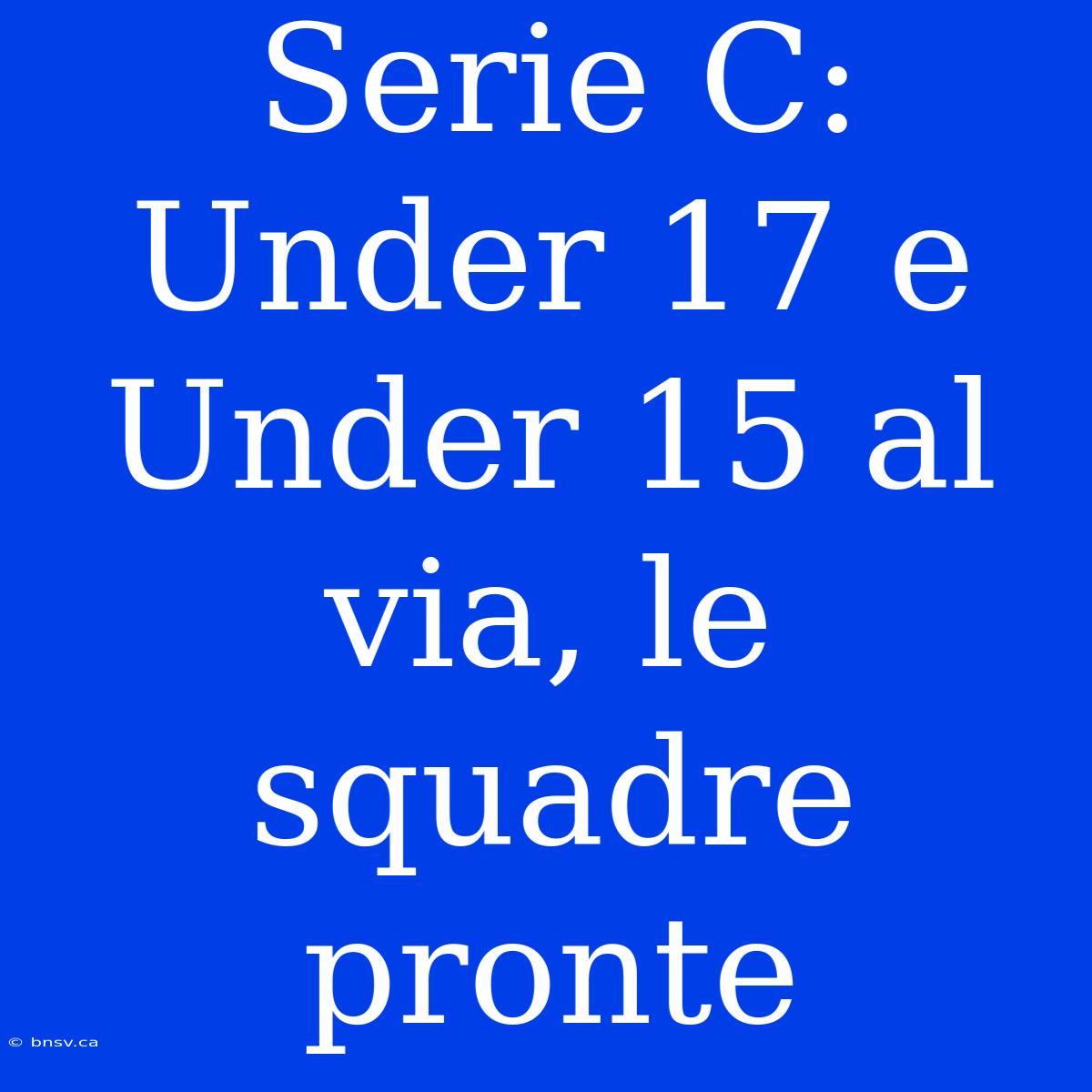 Serie C: Under 17 E Under 15 Al Via, Le Squadre Pronte