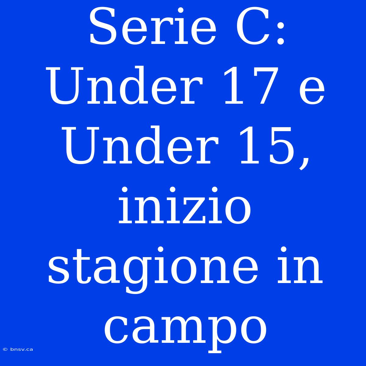 Serie C: Under 17 E Under 15, Inizio Stagione In Campo