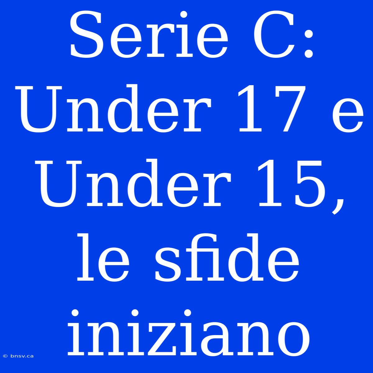 Serie C: Under 17 E Under 15, Le Sfide Iniziano