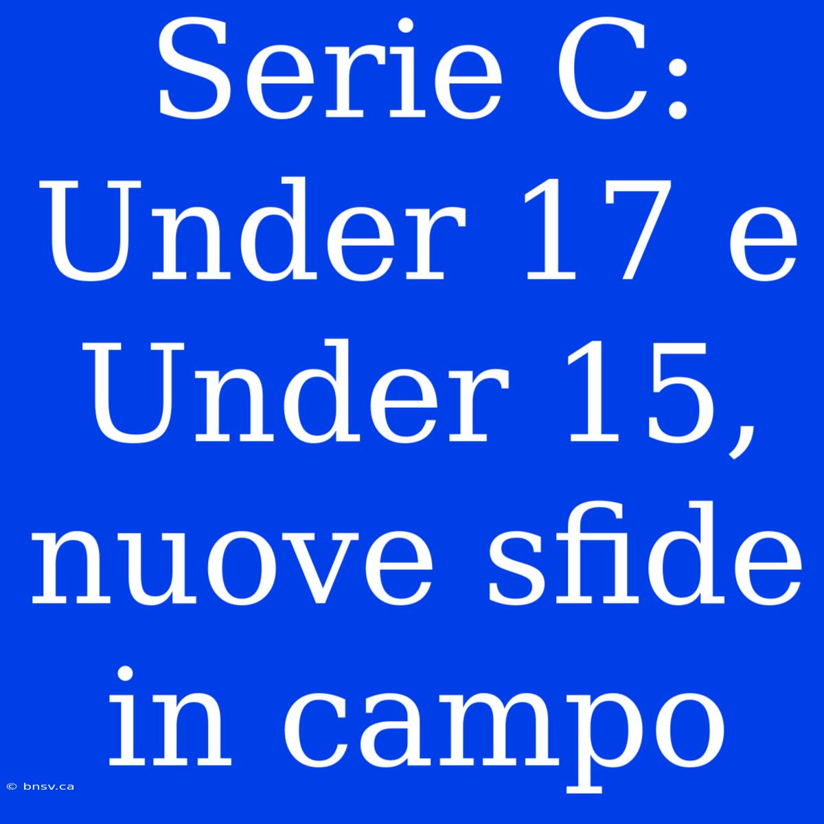 Serie C: Under 17 E Under 15, Nuove Sfide In Campo