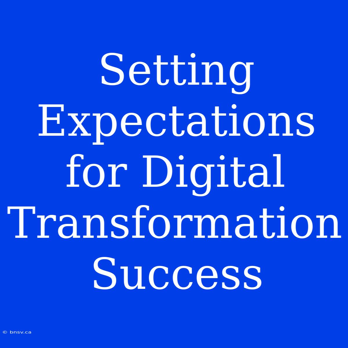 Setting Expectations For Digital Transformation Success