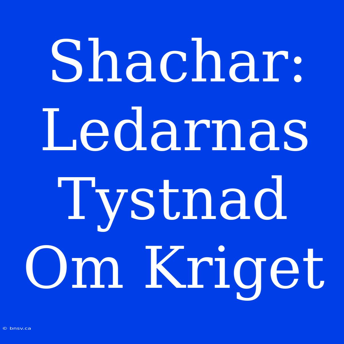 Shachar: Ledarnas Tystnad Om Kriget