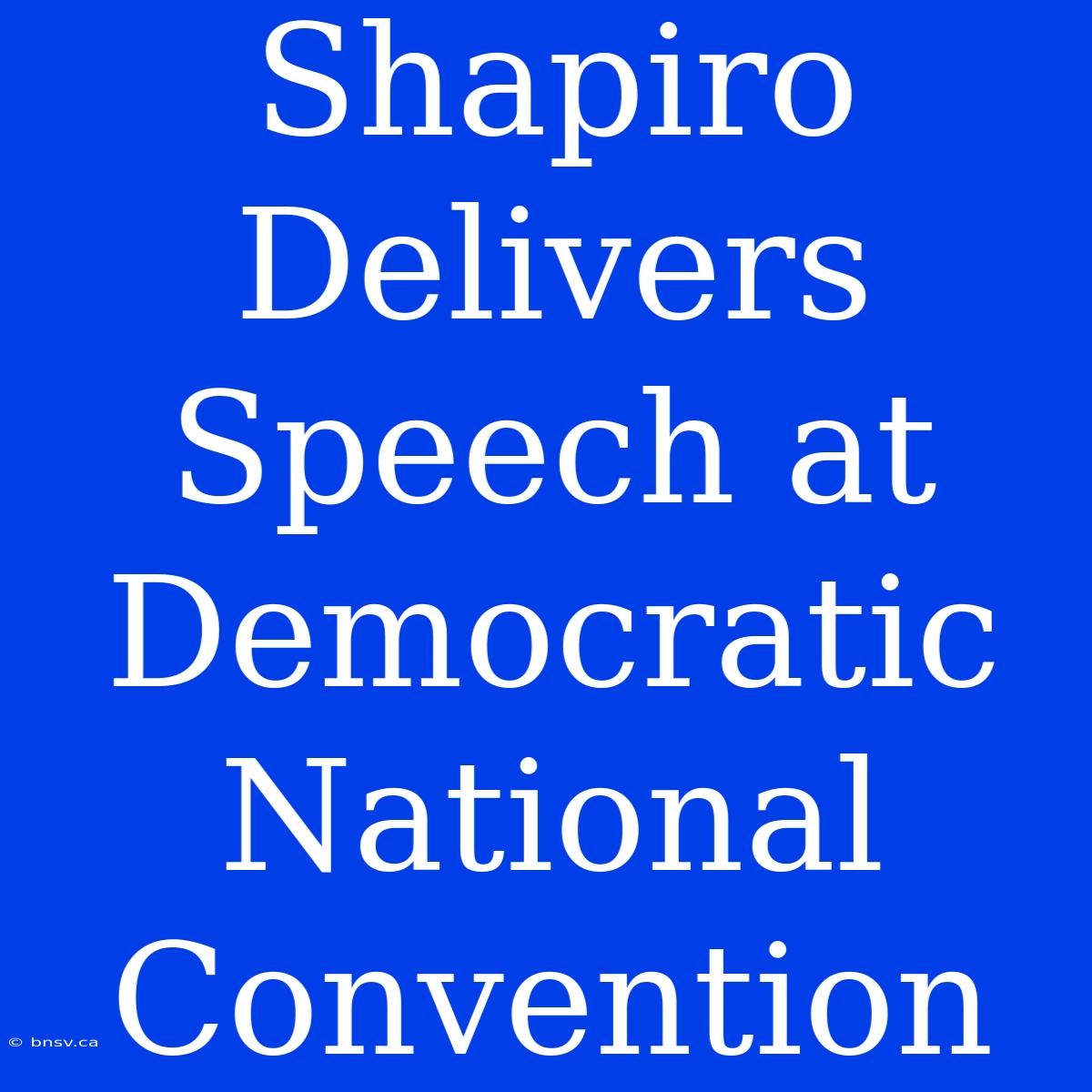 Shapiro Delivers Speech At Democratic National Convention