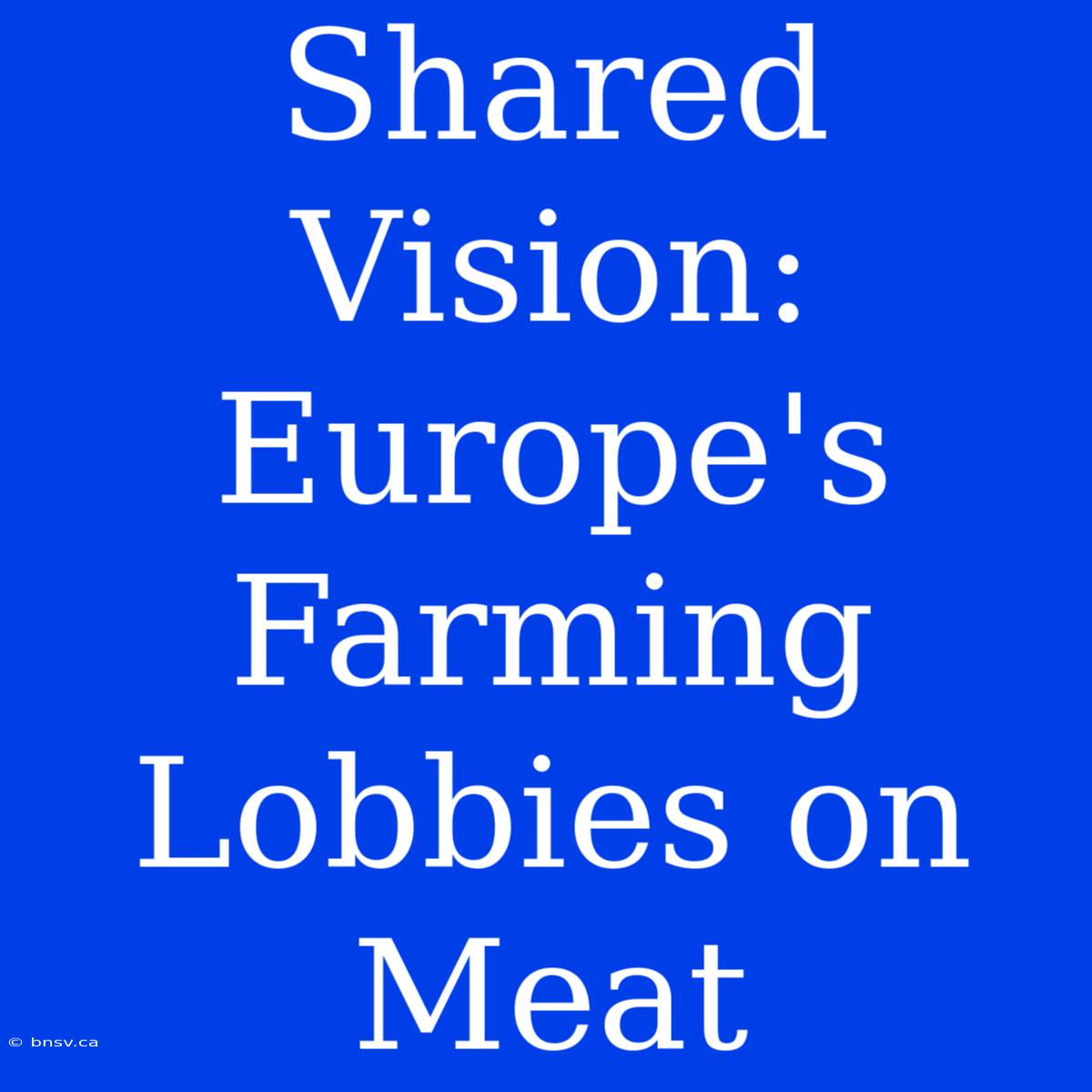 Shared Vision: Europe's Farming Lobbies On Meat