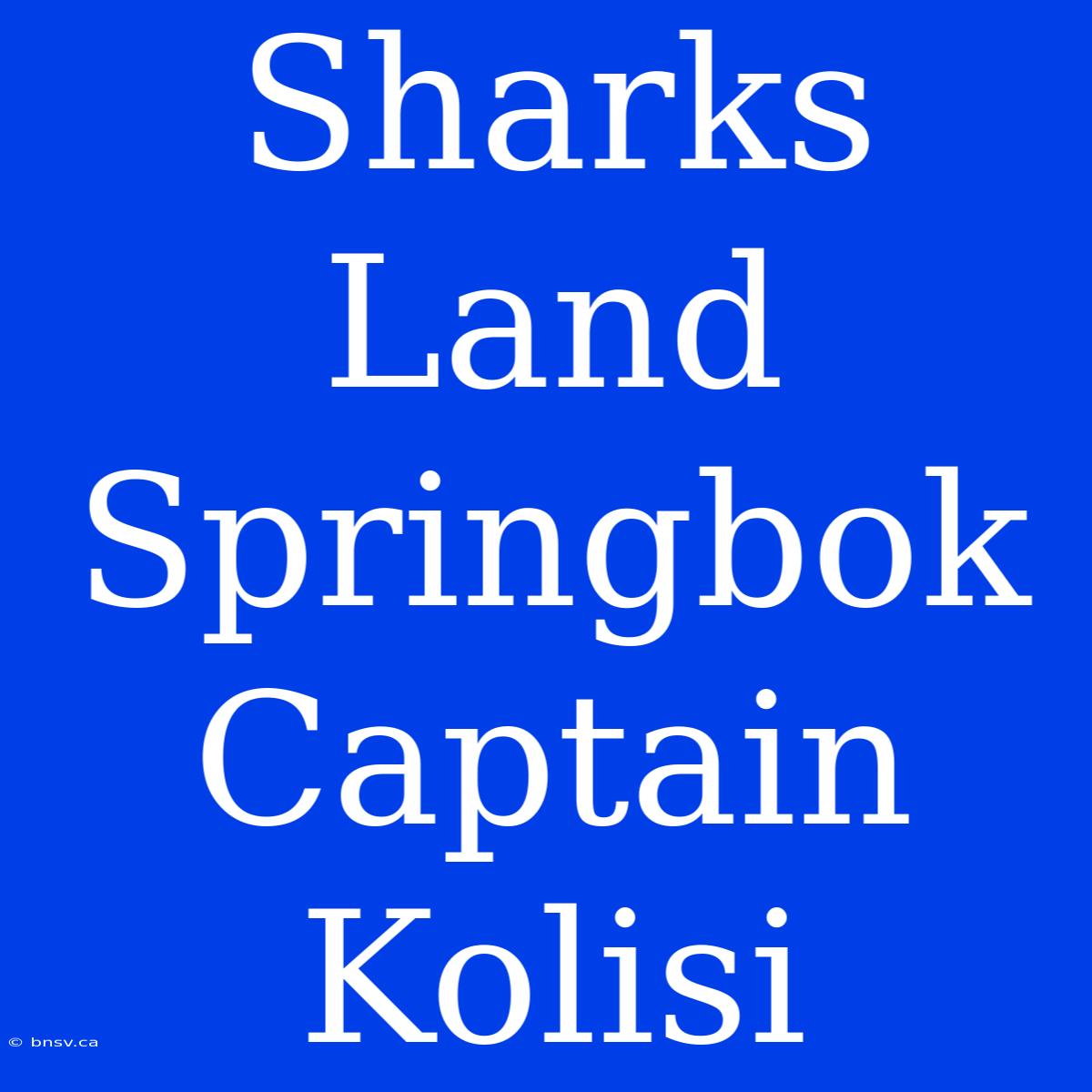 Sharks Land Springbok Captain Kolisi