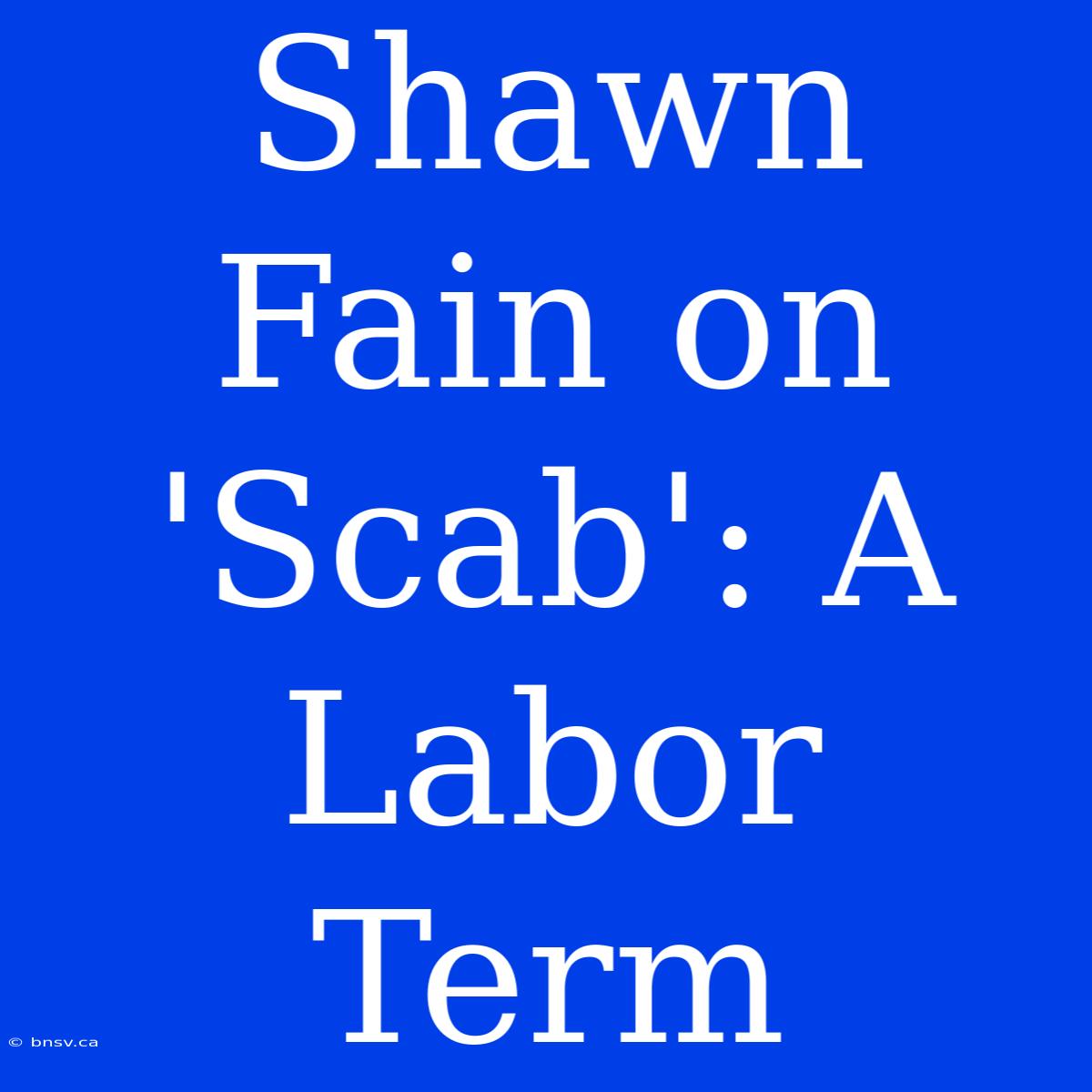 Shawn Fain On 'Scab': A Labor Term